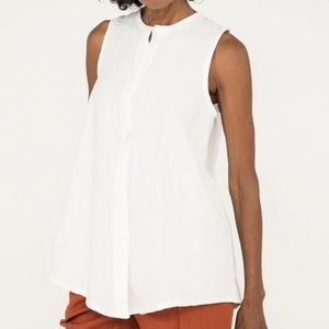 ES Sleeveless Kara Top in Navy Midweight Linen